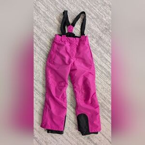 Crivit PRO Kids Ski Pants w/suspenders, pink & black, size 8-10